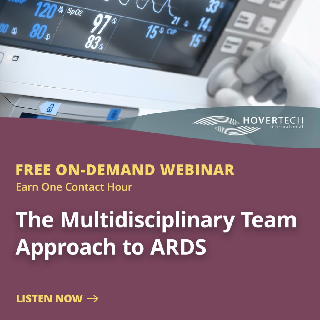 free webinar, earn one contact hour, listen now, burgundy, medical device, multidisciplinary team approach to ARDS